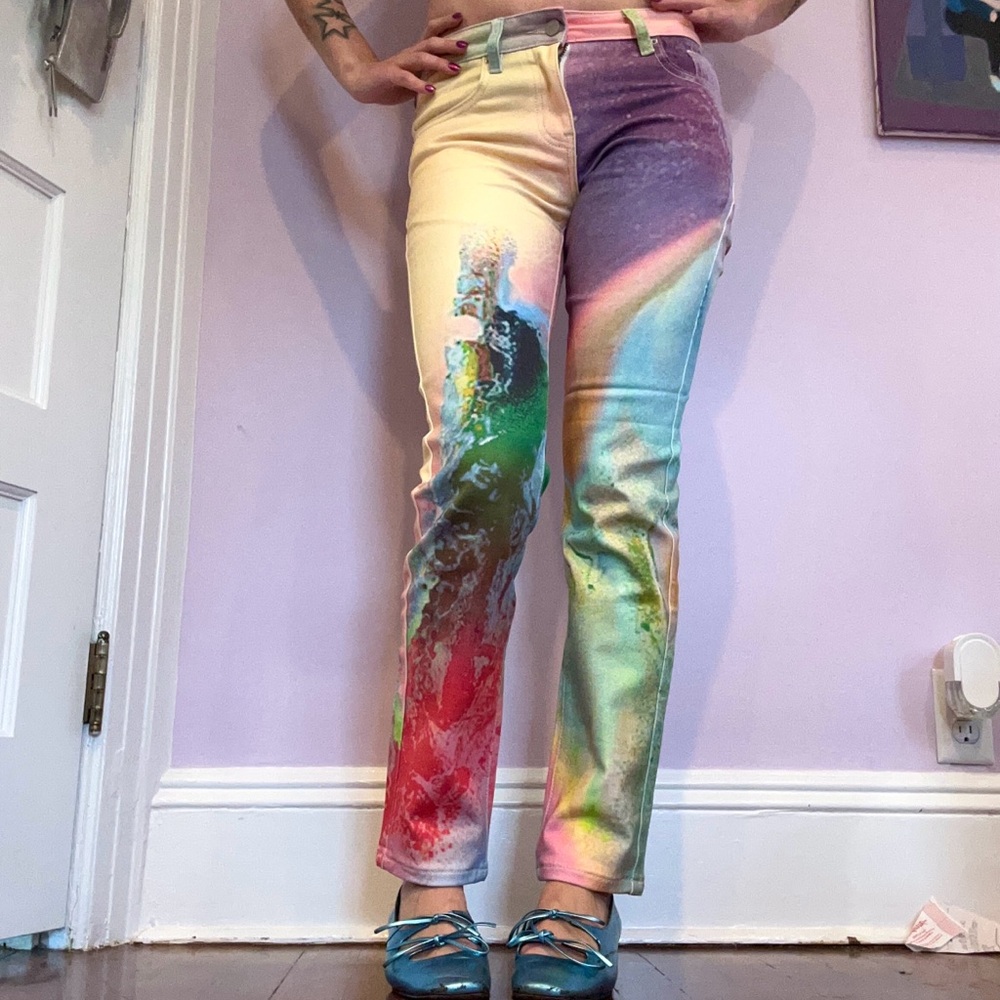Colorful abstract rainbow jeans